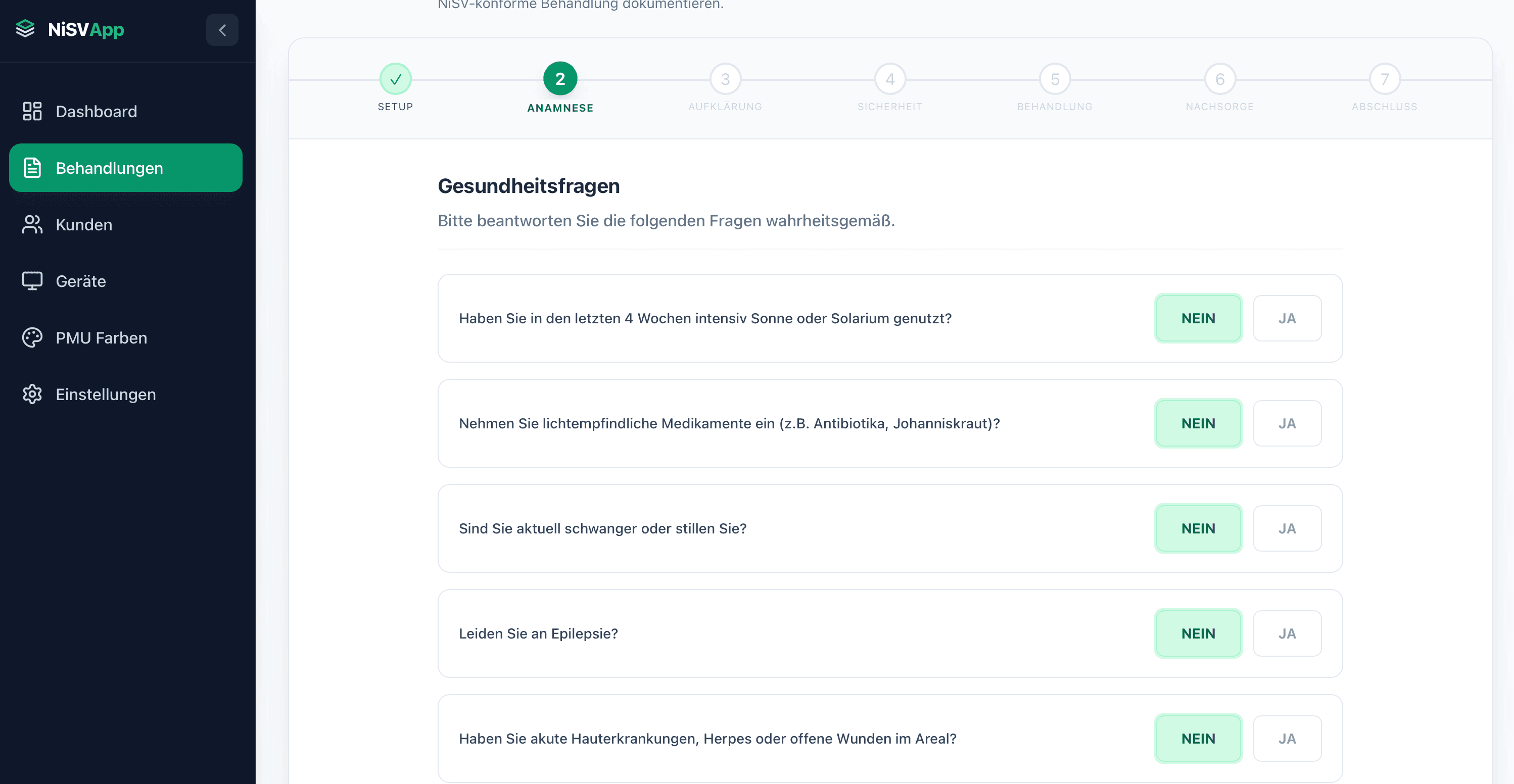 Digitale Anamnese Checklisten