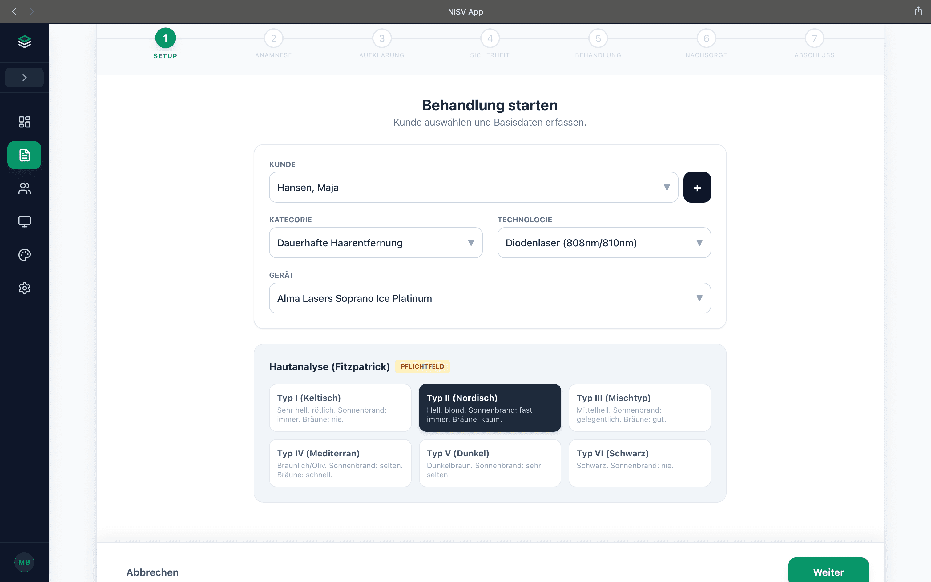 NiSV Behandlungs-Wizard